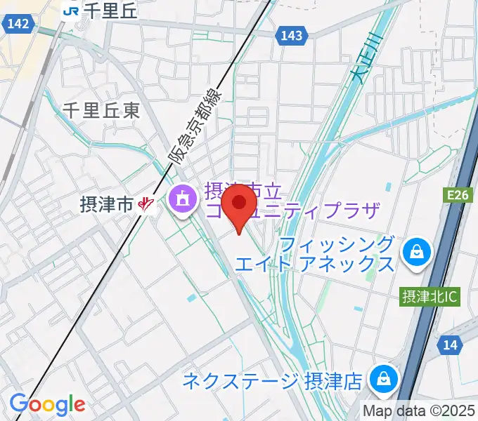 摂津市民文化ホールの地図