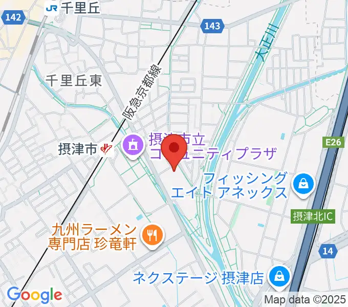 摂津市民文化ホールの地図