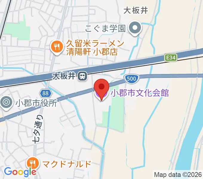 小郡市文化会館の地図