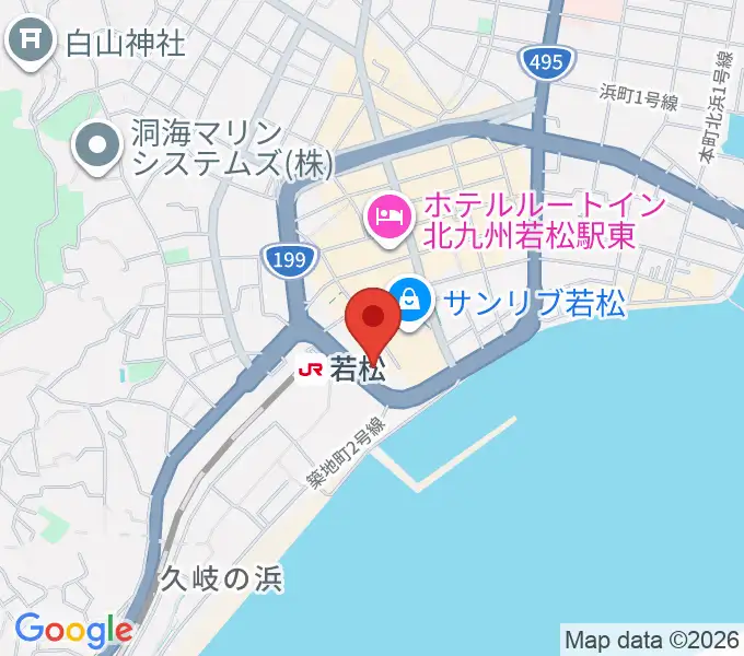 若松市民会館の地図