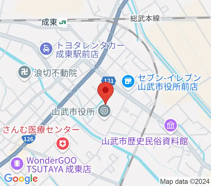 山武市成東文化会館のぎくプラザの地図