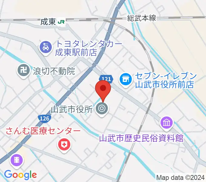 山武市成東文化会館のぎくプラザの地図