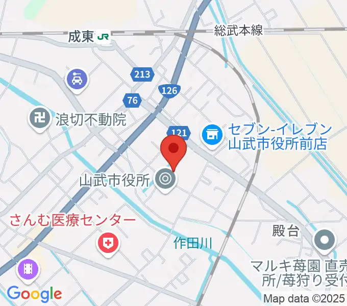 山武市成東文化会館のぎくプラザの地図