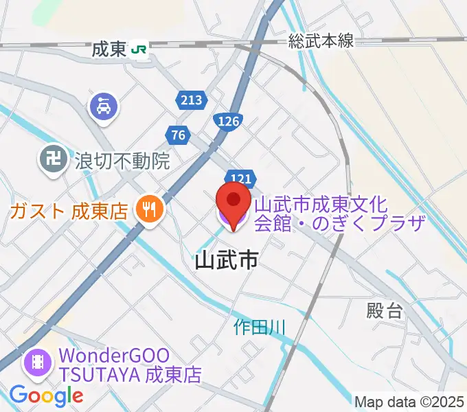 山武市成東文化会館のぎくプラザの地図