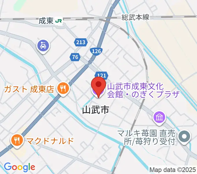 山武市成東文化会館のぎくプラザの地図