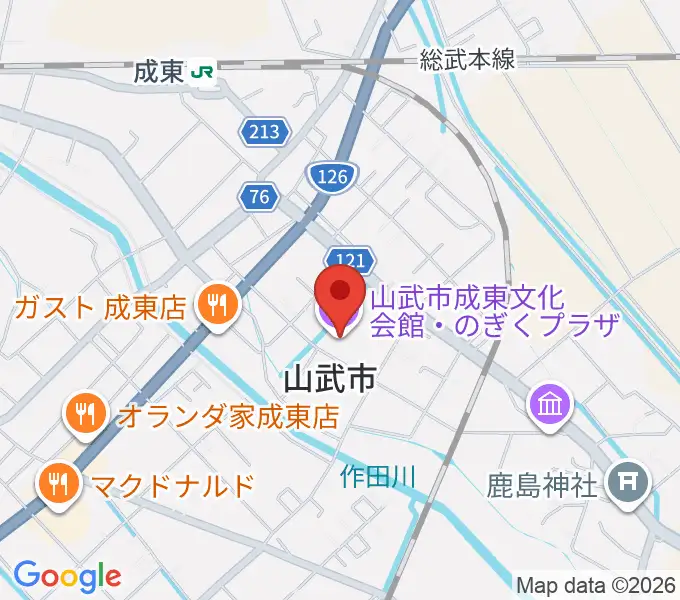 山武市成東文化会館のぎくプラザの地図