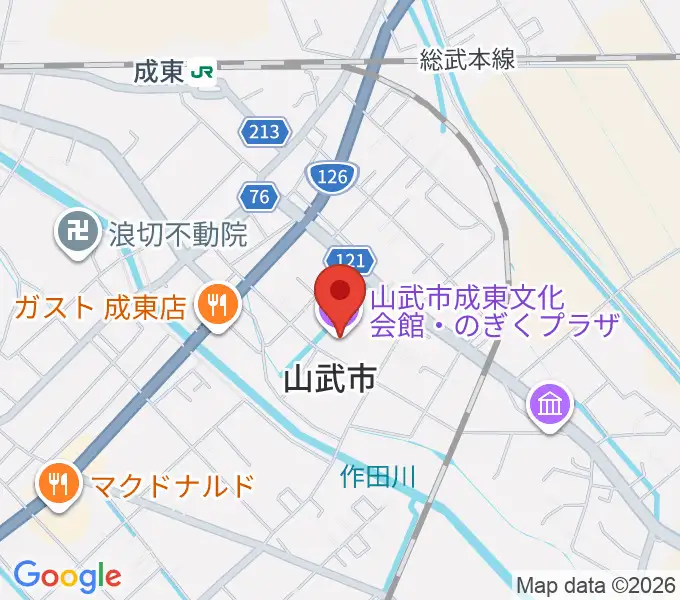 山武市成東文化会館のぎくプラザの地図