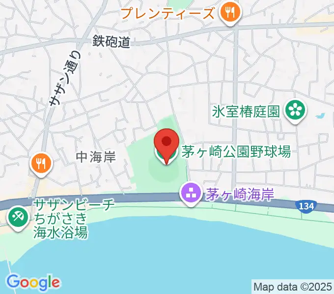 茅ヶ崎公園野球場の地図