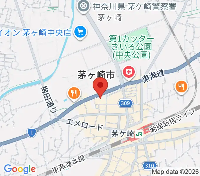 茅ヶ崎市勤労市民会館の地図