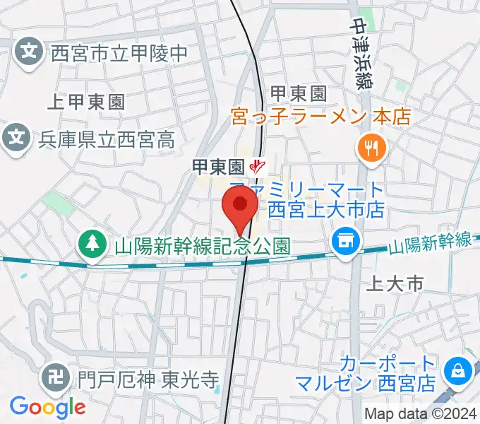 甲東園スタジオバードランドの地図