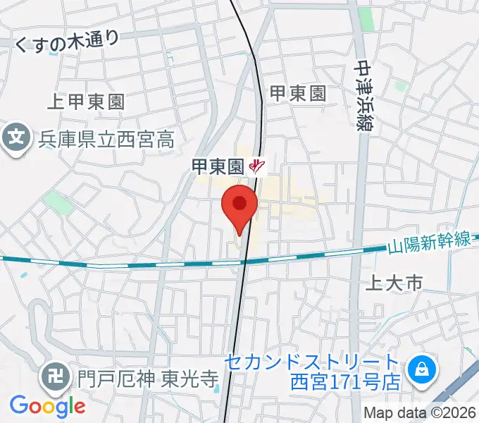 甲東園スタジオバードランドの地図