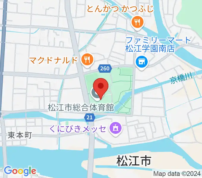 松江市総合体育館の地図