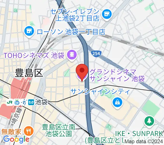 グランドシネマサンシャイン池袋の地図