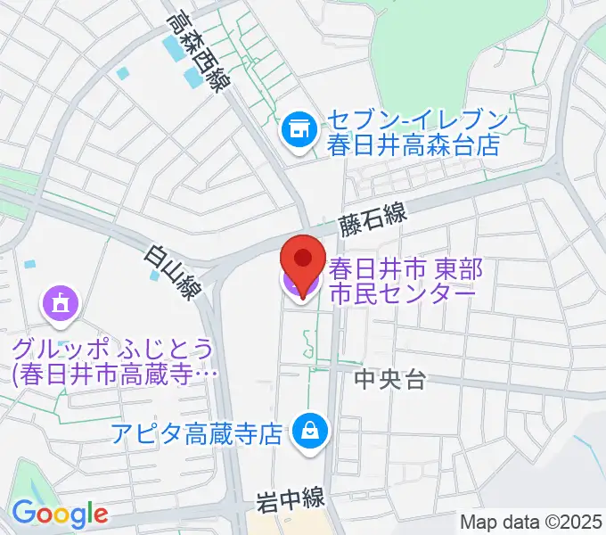 春日井市東部市民センターの地図