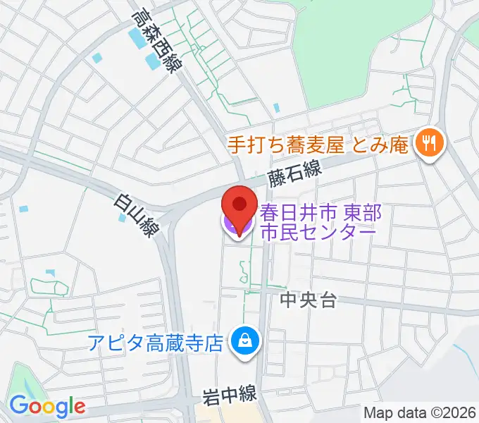 春日井市東部市民センターの地図