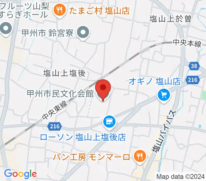 甲州市民文化会館の地図