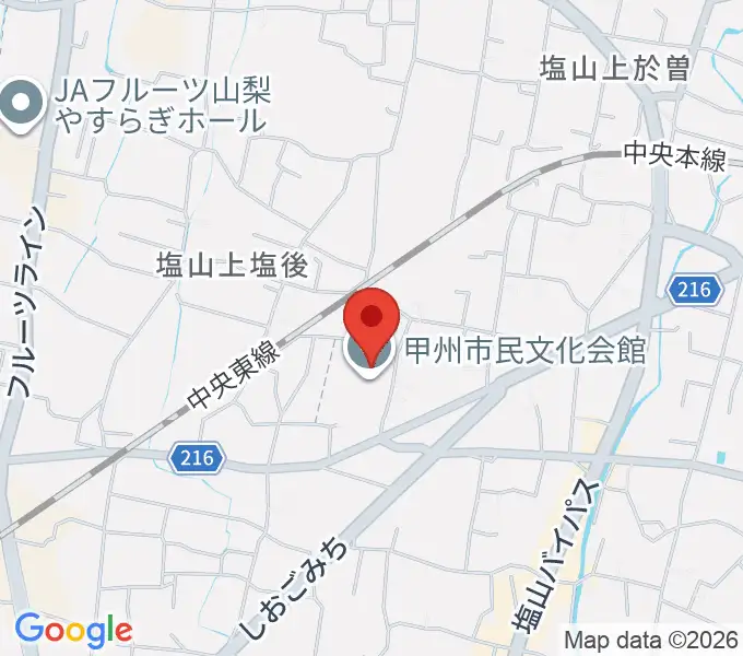 甲州市民文化会館の地図