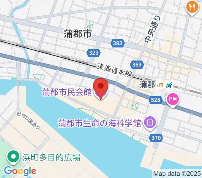 蒲郡市民会館の地図