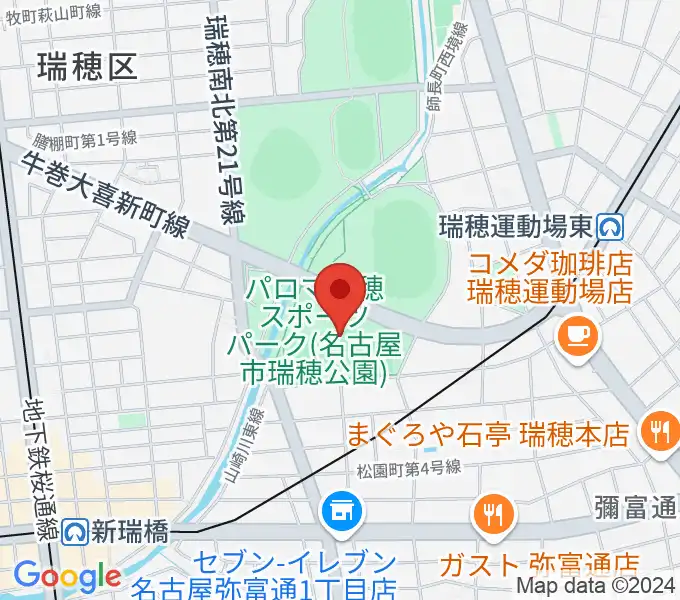 パロマ瑞穂ラグビー場の地図