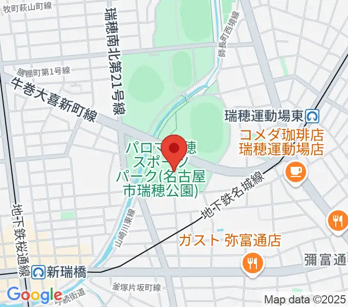 パロマ瑞穂ラグビー場の地図