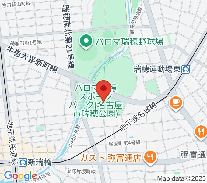 パロマ瑞穂ラグビー場の地図