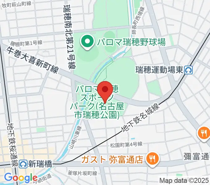 パロマ瑞穂ラグビー場の地図