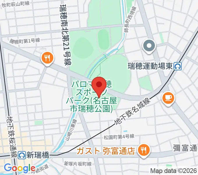 パロマ瑞穂ラグビー場の地図