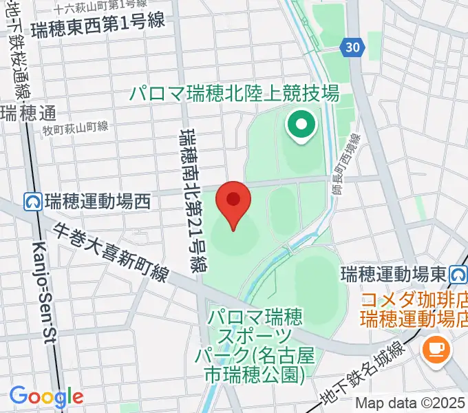 パロマ瑞穂野球場の地図