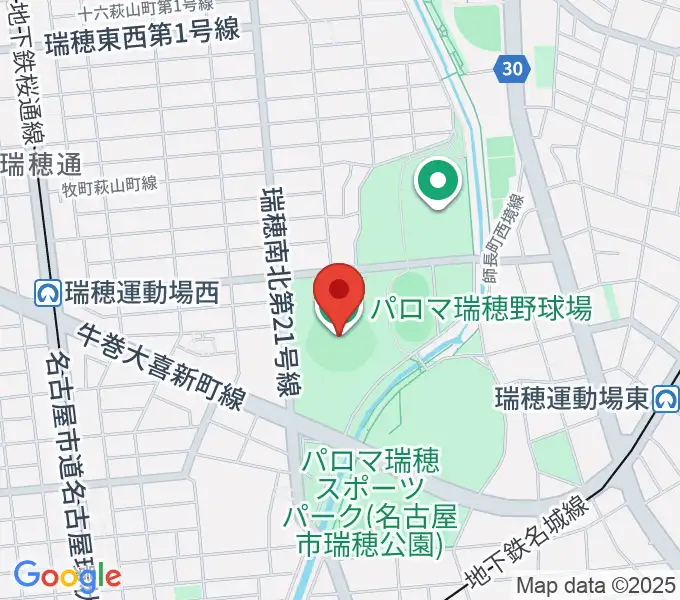 パロマ瑞穂野球場の地図