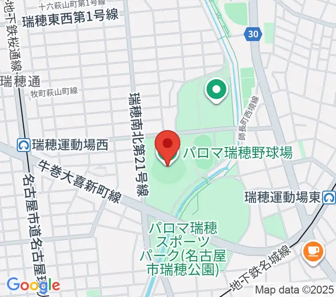 パロマ瑞穂野球場の地図