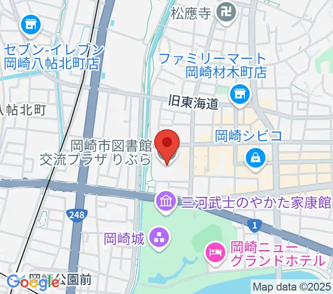 岡崎市図書館交流プラザ りぶらの地図
