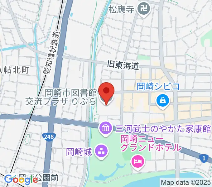 岡崎市図書館交流プラザ りぶらの地図