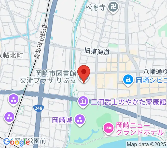 岡崎市図書館交流プラザ りぶらの地図