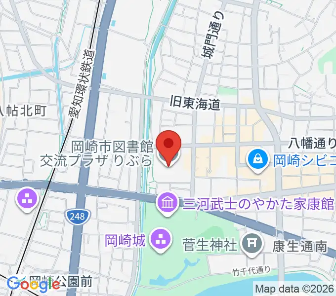 岡崎市図書館交流プラザ りぶらの地図