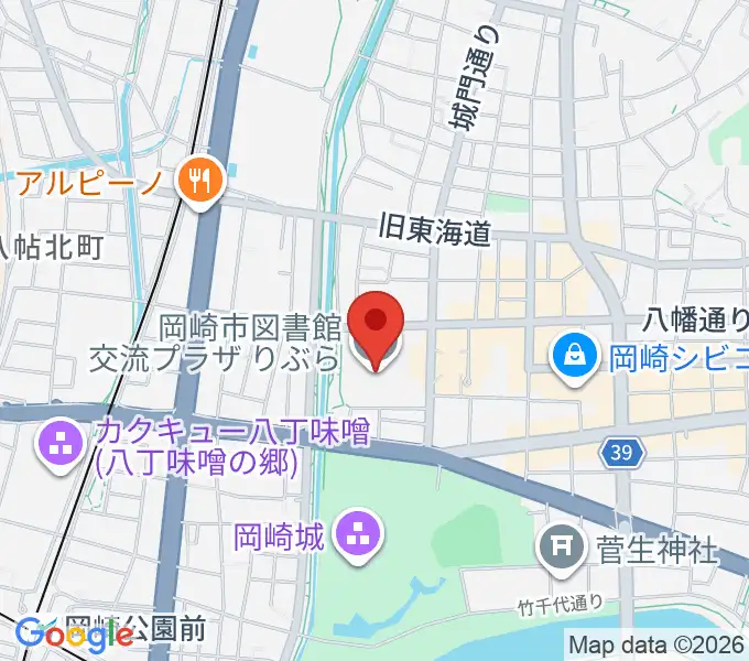 岡崎市図書館交流プラザ りぶらの地図