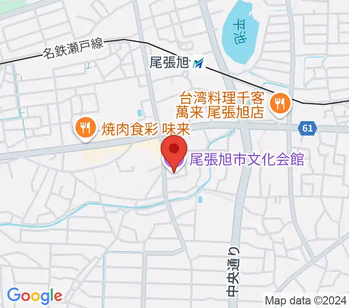 尾張旭市文化会館の地図