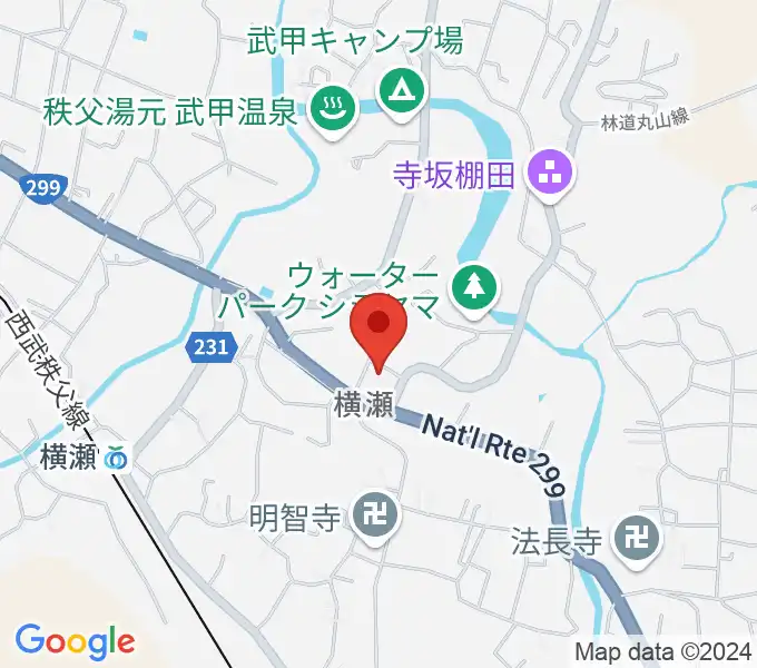 横瀬町町民会館（かわせみ会館）の地図