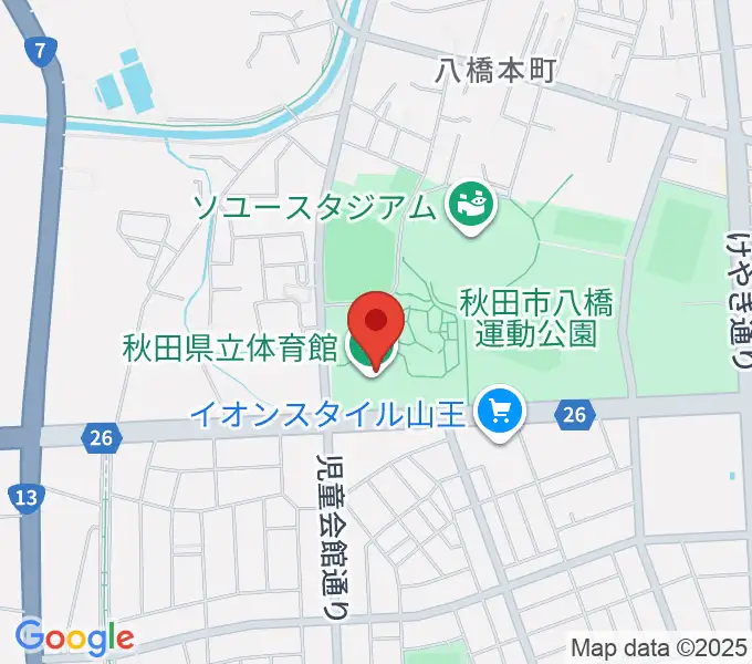 秋田県立体育館の地図