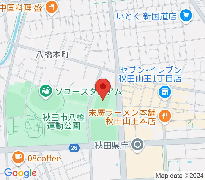 秋田スポーツPLUS・ASPスタジアムの地図