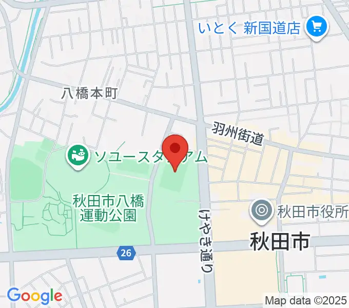 秋田スポーツPLUS・ASPスタジアムの地図