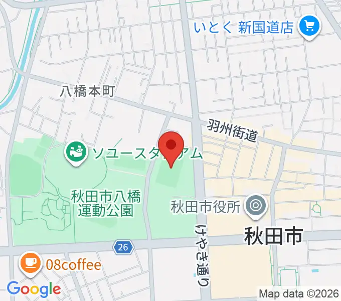 秋田スポーツPLUS・ASPスタジアムの地図