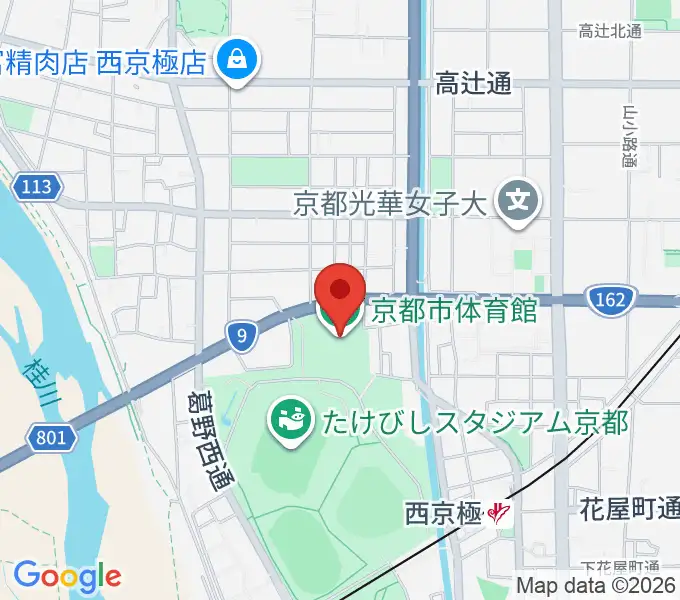 にっしんでんきアリーナ京都の地図