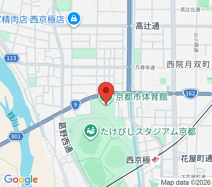 にっしんでんきアリーナ京都の地図