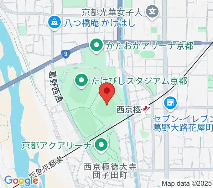 わかさスタジアム京都の地図