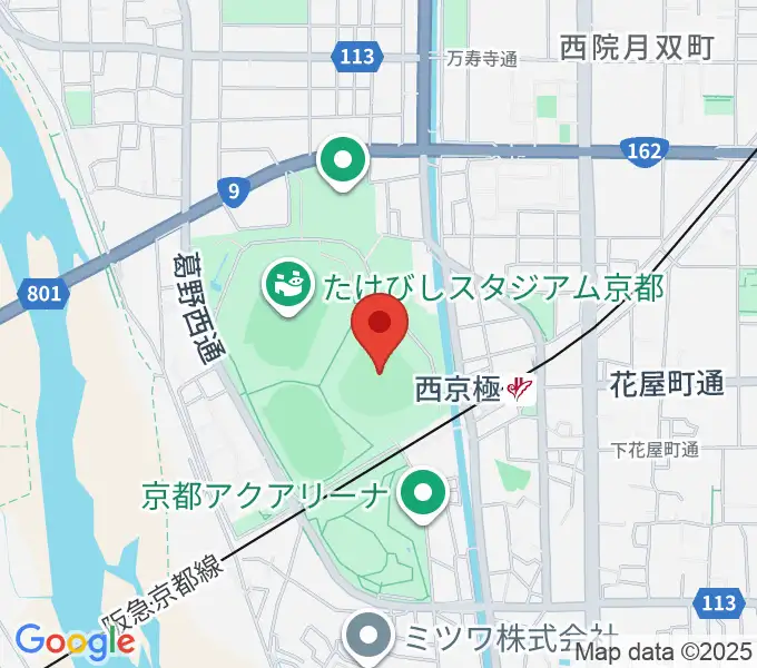 わかさスタジアム京都の地図