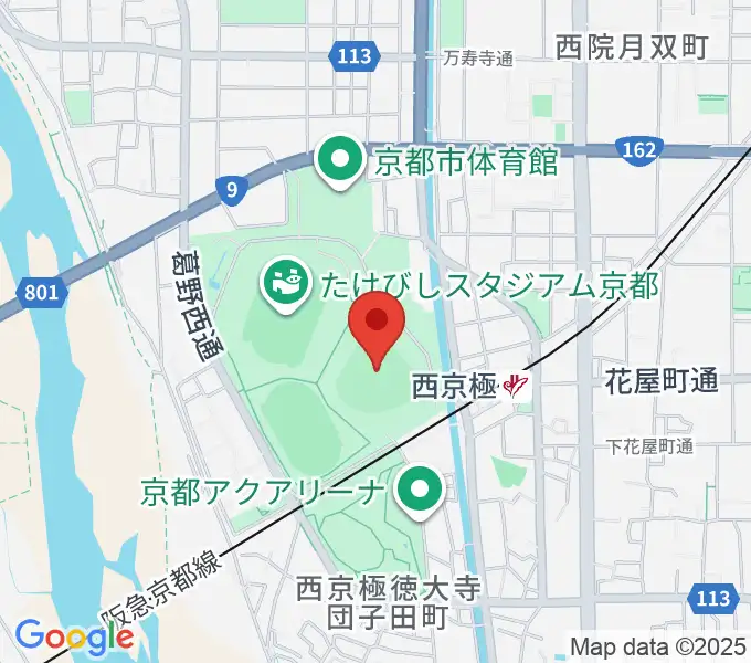 わかさスタジアム京都の地図