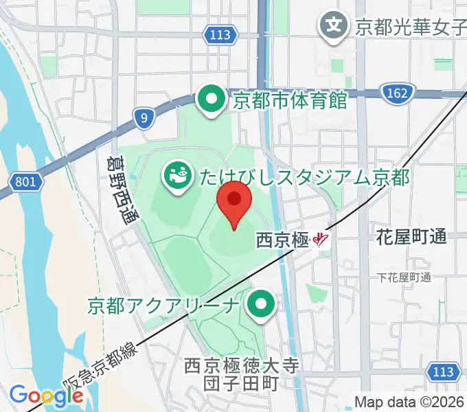 わかさスタジアム京都の地図