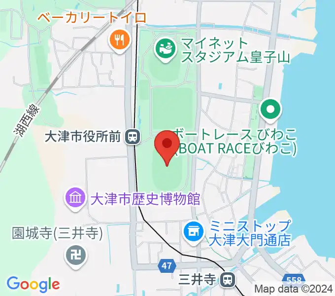 皇子山陸上競技場の地図