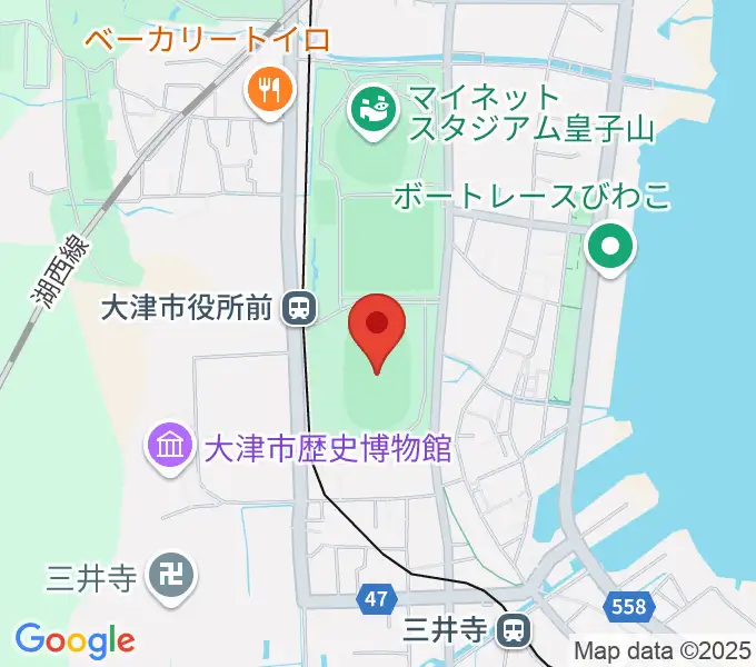 皇子山陸上競技場の地図