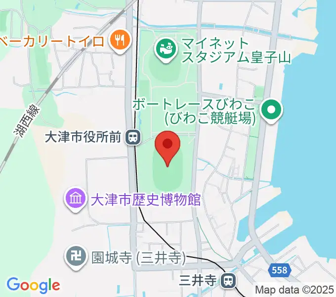 皇子山陸上競技場の地図